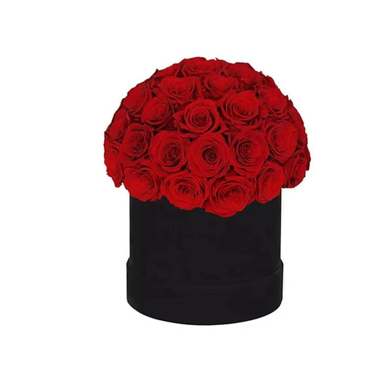RED ETERNITY ROSES DOME SHAPE ROUND BOX